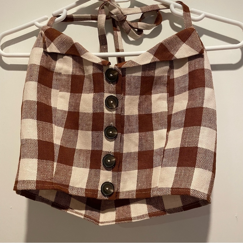 Reformation Connie Gingham Havana Halter Top